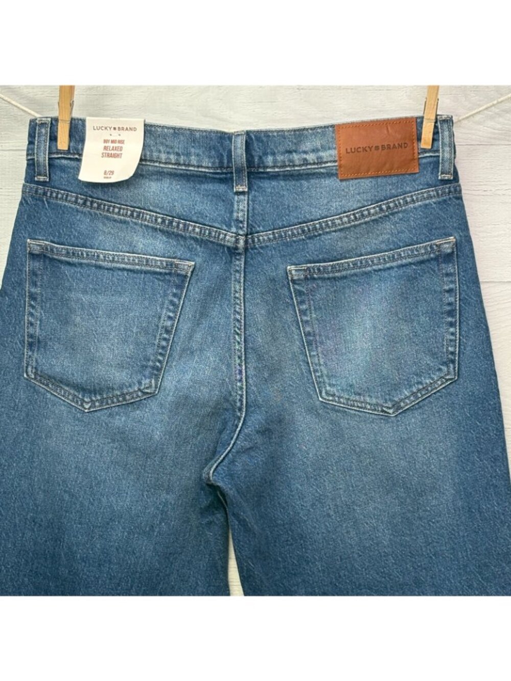 NEW Lucky Brand Boy Jeans Womens 8 29R Mid Rise Relaxed Straight Stretch - Picture 7 of 12